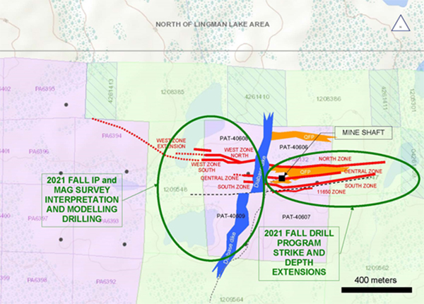 Figure 2 - Lingman Lake Gold Project Plan Map - Drilling Focused on Extending Known Zones to Depth